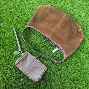 Vintage Coach 9220 Suede Ergo Hobo + Matching Wristlet